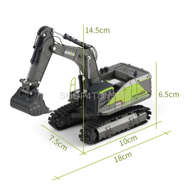 Металлический гусеничный экскаватор HUI NA TOYS масштаб 1:50 - HN1721-GREEN Металлический гусеничный экскаватор HUI NA TOYS масштаб 1:50 - HN1721-GREEN