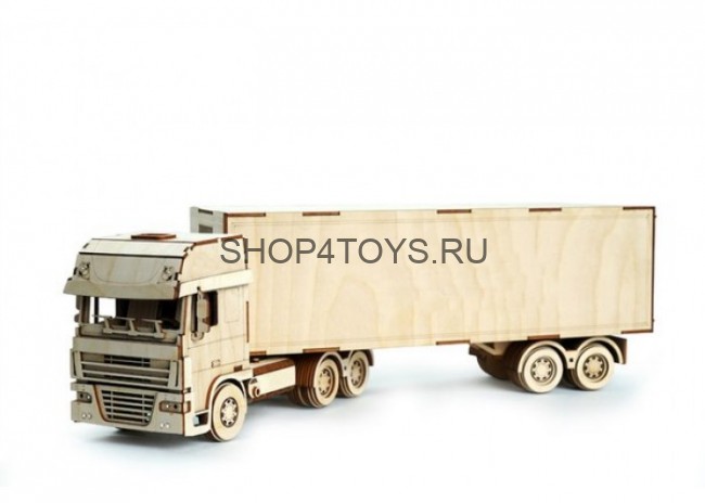 Конструктор 3D деревянный подвижный Lemmo Грузовик с прицепом - ГР-9