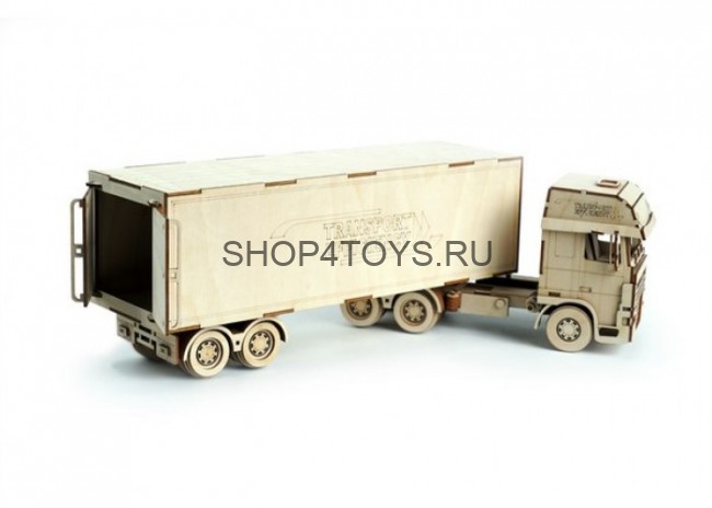 Конструктор 3D деревянный подвижный Lemmo Грузовик с прицепом - ГР-9