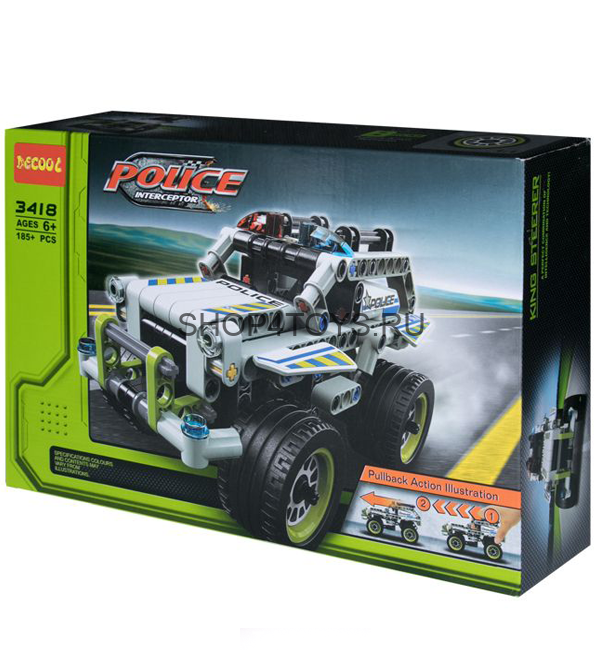 Конструктор DeCool полицейский джип с инерционным механизмом, 185 деталей - DL-3418 Конструктор DeCool полицейский джип с инерционным механизмом, 185 деталей - DL-3418