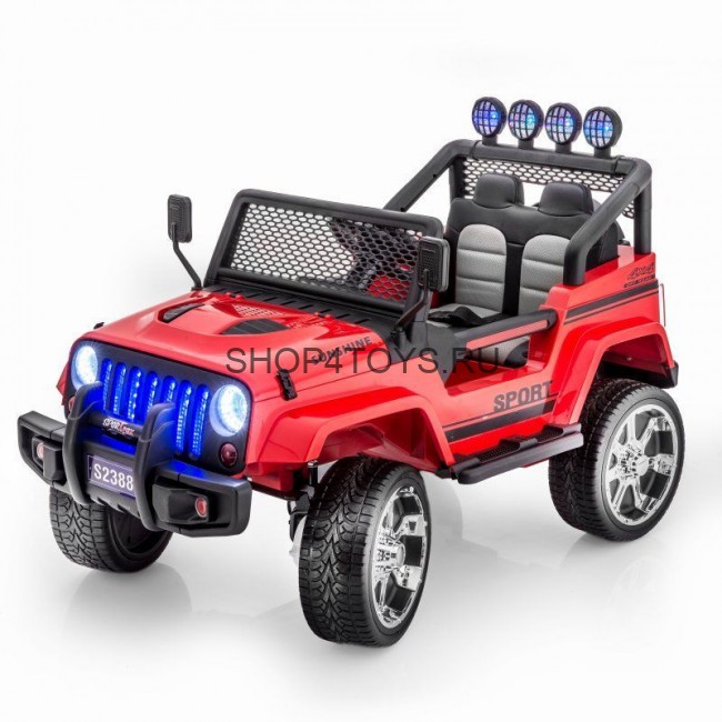 Двухместный полноприводный электромобиль Red Jeep 12V 2.4G - S2388 Двухместный полноприводный электромобиль Red Jeep 12V 2.4G - S2388