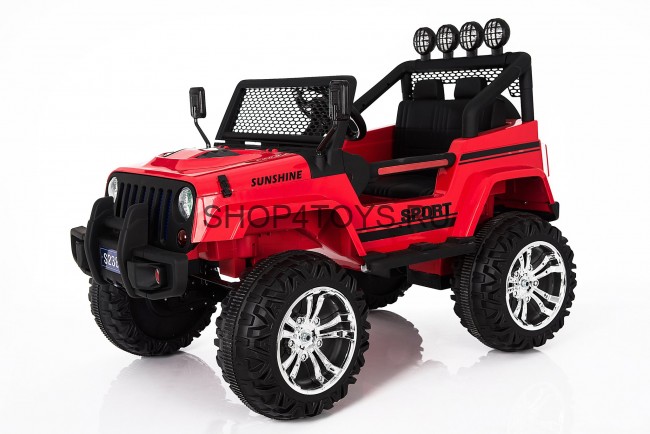 Двухместный полноприводный электромобиль Red Jeep 12V 2.4G - S2388 Двухместный полноприводный электромобиль Red Jeep 12V 2.4G - S2388
