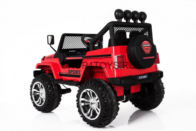 Двухместный полноприводный электромобиль Red Jeep 12V 2.4G - S2388 Двухместный полноприводный электромобиль Red Jeep 12V 2.4G - S2388