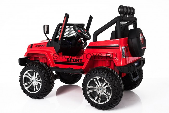 Двухместный полноприводный электромобиль Red Jeep 12V 2.4G - S2388 Двухместный полноприводный электромобиль Red Jeep 12V 2.4G - S2388