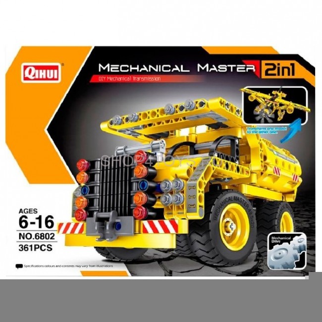 Конструктор 2 в 1 (самосвал и самолет) QiHui Technics 361 деталь - QH6802 Конструктор 2 в 1 (самосвал и самолет) QiHui Technics 361 деталь - QH6802