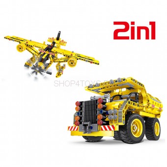 Конструктор 2 в 1 (самосвал и самолет) QiHui Technics 361 деталь - QH6802 Конструктор 2 в 1 (самосвал и самолет) QiHui Technics 361 деталь - QH6802