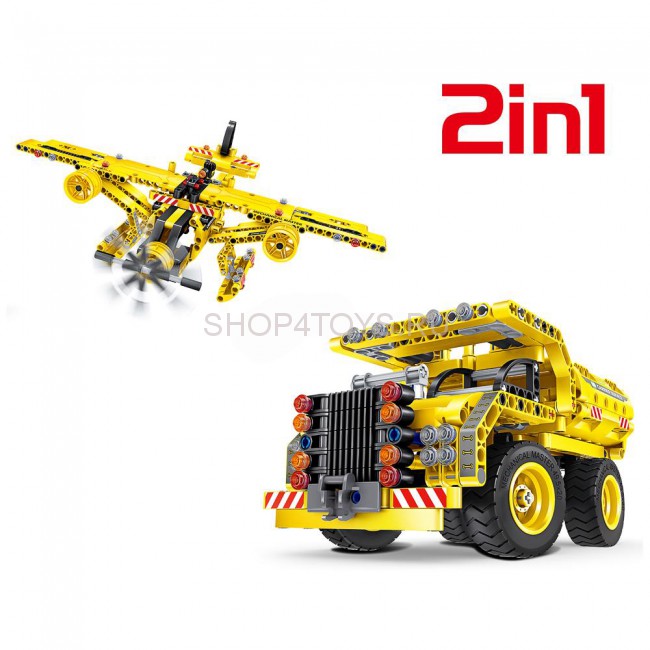 Конструктор 2 в 1 (самосвал и самолет) QiHui Technics 361 деталь - QH6802 Конструктор 2 в 1 (самосвал и самолет) QiHui Technics 361 деталь - QH6802
