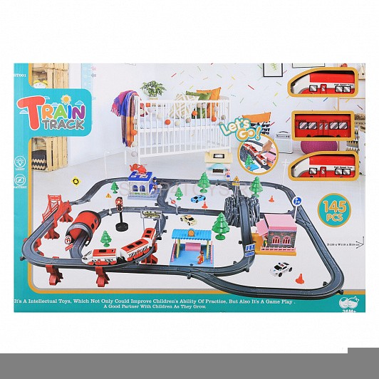 Железная дорога с мостом, тоннелем и дорожными знаками - ST001