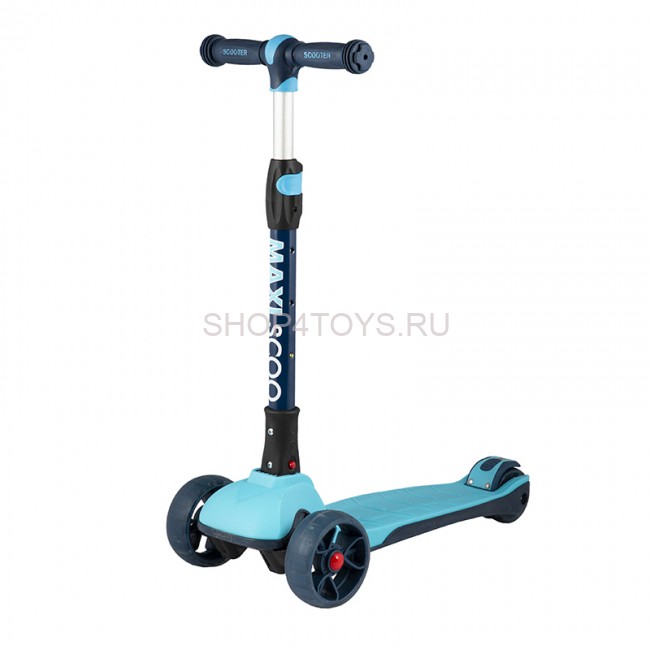 Самокат Трехколесный Складной, со Светящимися Колесами, Голубой - MSC-J072002P Самокат Трехколесный Складной, со Светящимися Колесами, Голубой - MSC-J072002P