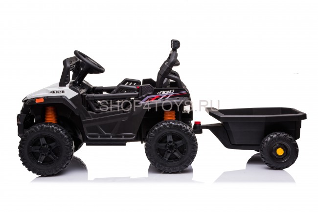 Детский электромобиль багги с прицепом (белый, 12В, 2WD, EVA, пульт) - BDM0929-WHITE-TRAILER