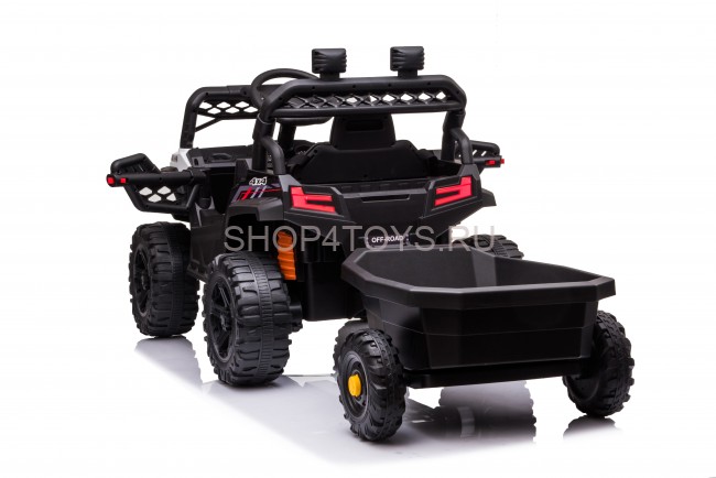 Детский электромобиль багги с прицепом (белый, 12В, 2WD, EVA, пульт) - BDM0929-WHITE-TRAILER