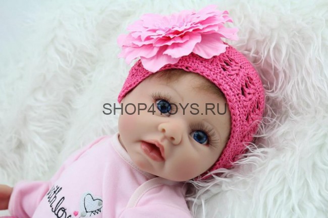 Кукла реборн Эмма 55 см с синими глазами, реборн с красивыми глазами