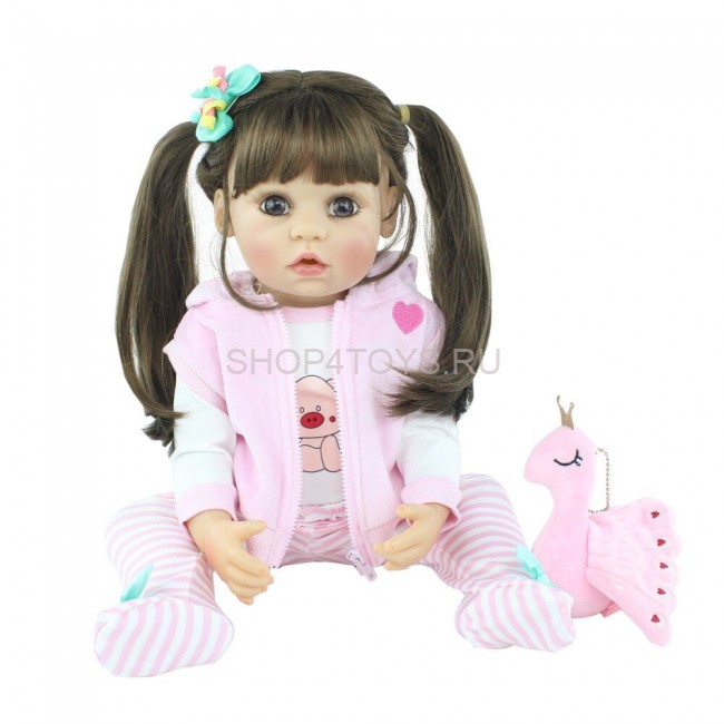 Реборн силиконовая девочка с хвостиками Ирэн 