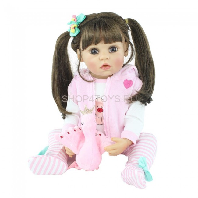 Реборн силиконовая девочка с хвостиками Ирэн 
