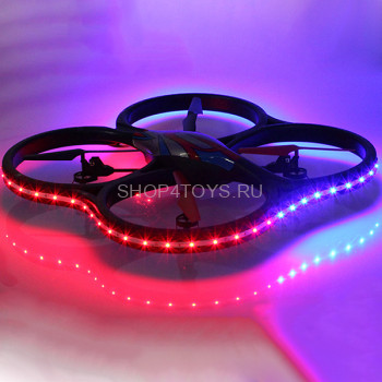 Радиоуправляемый квадрокоптер WLToys V333 Headless LED Cyclone UFO Drones 2.4G - V333LED Новинка 2014 года. Радиоуправляемый квадрокоптер WLToys V333 Headless c  гироскопом, автоматической стабилизацией и подсветкой. “Headless mode” это функция если вы потеряли ориентацию квадрокоптера, то вы можете нажать на кнопку передатчика для изменения ориентации квадрокоптера.