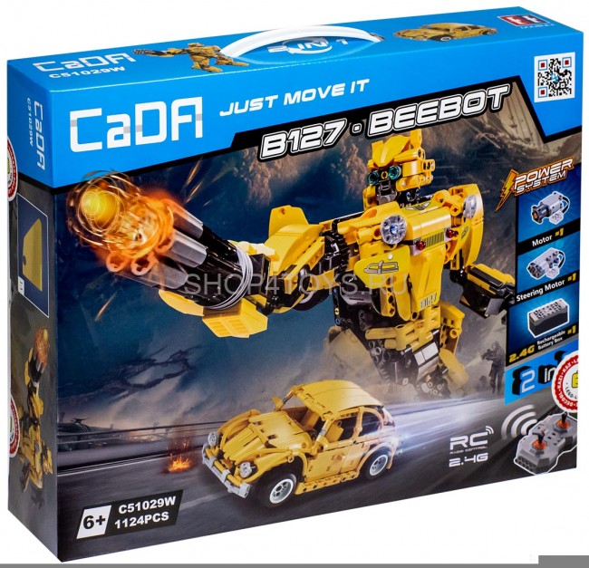Радиоуправляемый конструктор CADA 2 в 1 трансформер B127-BeeBot (1124 детали) - C51029W