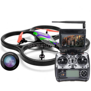 Радиоуправляемый квадрокоптер WLToys V333 Headless FPV Camera Cyclone UFO Drones 2.4G - V333 FPV Новинка 2014 года. Радиоуправляемый квадрокоптер WLToys V333 Headless c  гироскопом, FPV видеокамерой HD, автоматической стабилизацией и подсветкой. “Headless mode” это функция если вы потеряли ориентацию квадрокоптера, то вы можете нажать на кнопку передатчика для изменения ориентации квадрокоптера. Камера передает изображение на пульт управления.