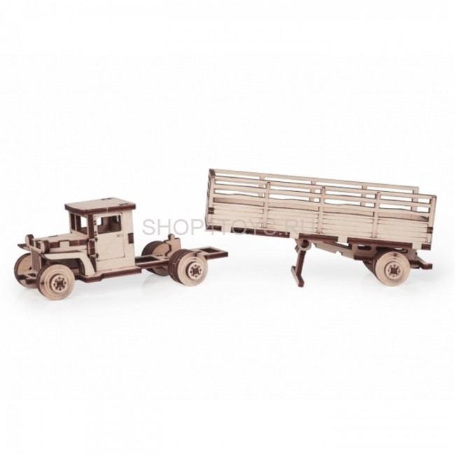 Конструктор 3D деревянный подвижный Lemmo Грузовик ЗИС 10 "Тягач" - 00-83