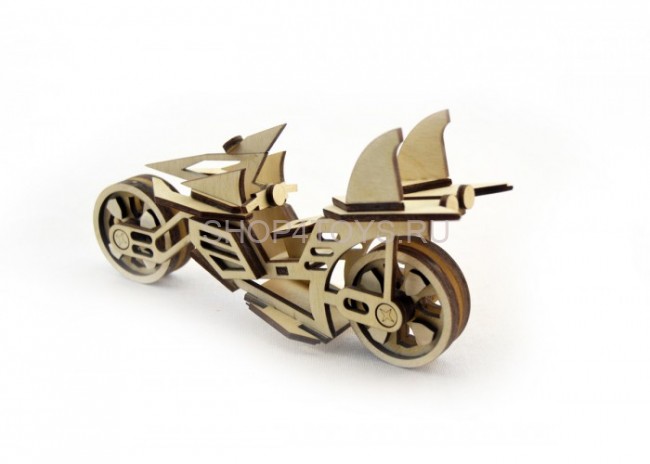 Конструктор 3D деревянный подвижный Lemmo Мотоцикл Фантом - МЦ-3