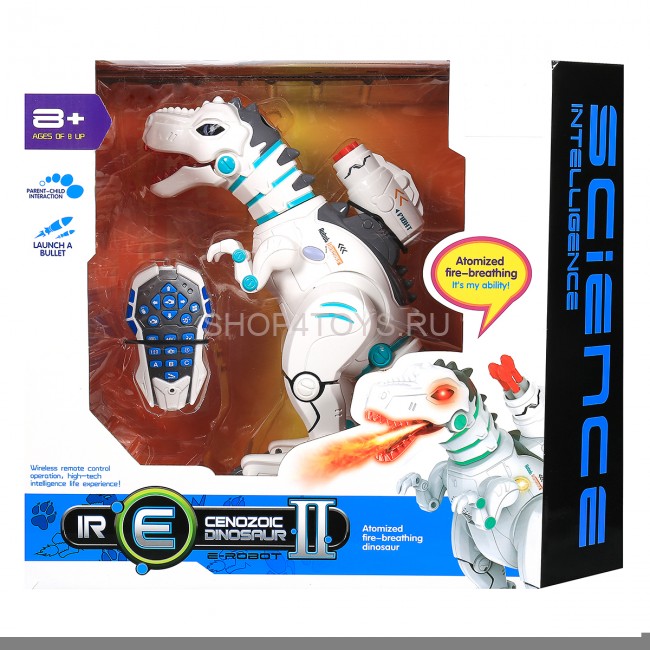 Радиоуправляемый интерактивный динозавр, стреляет ракетами + дышит паром - 88002