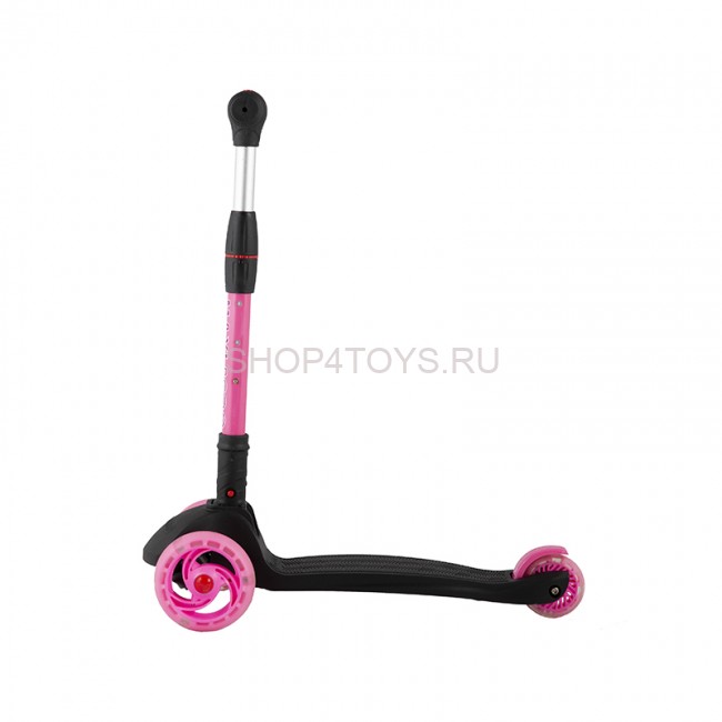 Самокат Трехколесный Складной, со Светящимися Колесами, Черный с Розовым - MSC-B072001D Самокат Трехколесный Складной, со Светящимися Колесами, Черный с Розовым - MSC-B072001D