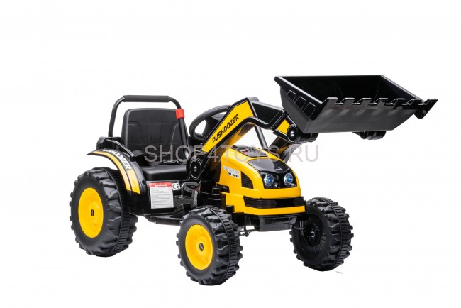 Детский электромобиль трактор с ковшом и пультом управления (желтый, 2WD, EVA) - HL389-LUX-YELLOW