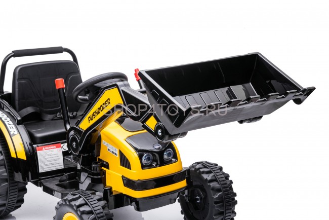 Детский электромобиль трактор с ковшом и пультом управления (желтый, 2WD, EVA) - HL389-LUX-YELLOW