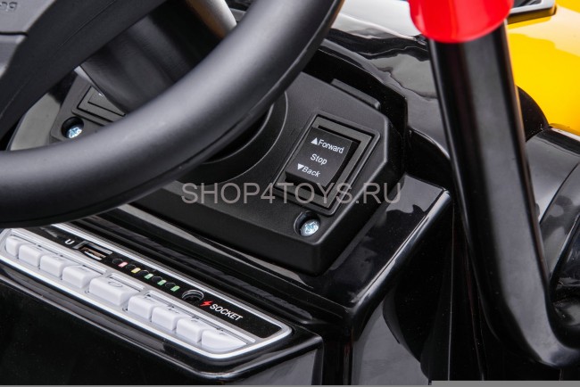 Детский электромобиль трактор с ковшом и пультом управления (желтый, 2WD, EVA) - HL389-LUX-YELLOW