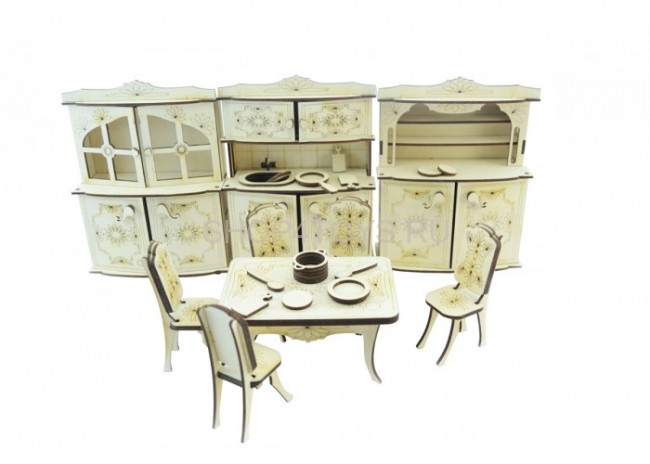 Конструктор 3D деревянный подвижный Lemmo Набор мебели кухня - МЕ-5