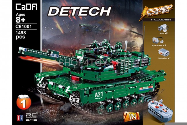 Конструктор Double E Cada Technics, Танк M1A2, 1498 деталей, пульт управления - C61001W