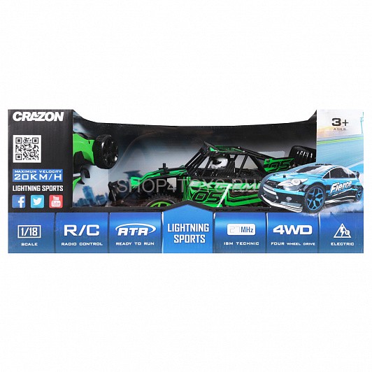 Радиоуправляемая багги X-Night GREEN 4WD 1:18 - 333-GS02B-G