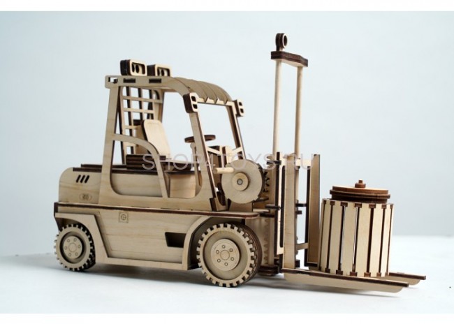 Конструктор 3D деревянный подвижный Lemmo Погрузчик - ПК-1