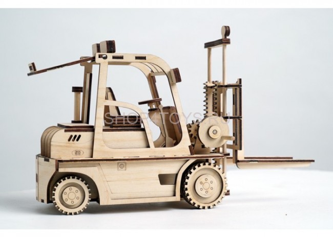 Конструктор 3D деревянный подвижный Lemmo Погрузчик - ПК-1