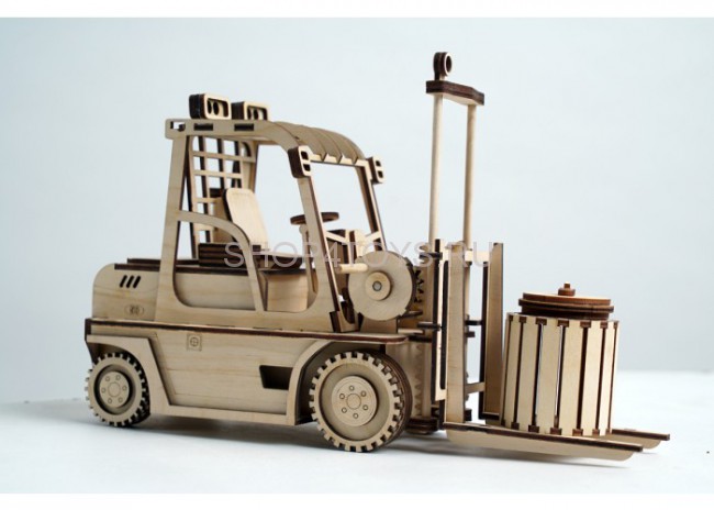 Конструктор 3D деревянный подвижный Lemmo Погрузчик - ПК-1