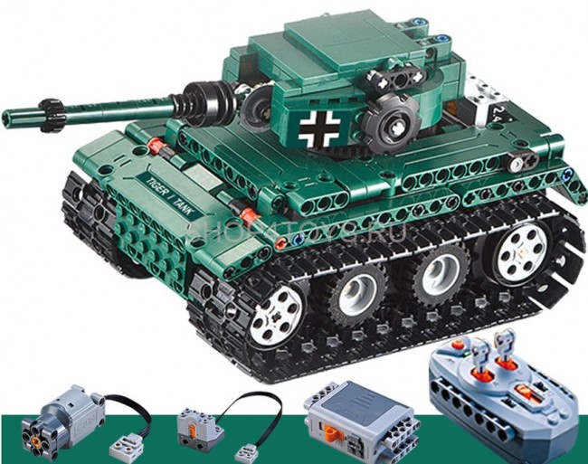 Конструктор Double E Cada Technics, Танк Tiger 1, 313 деталей, пульт управления - C51018W Конструктор Double E Cada Technics, Танк Tiger 1, 313 деталей, пульт управления - C51018W