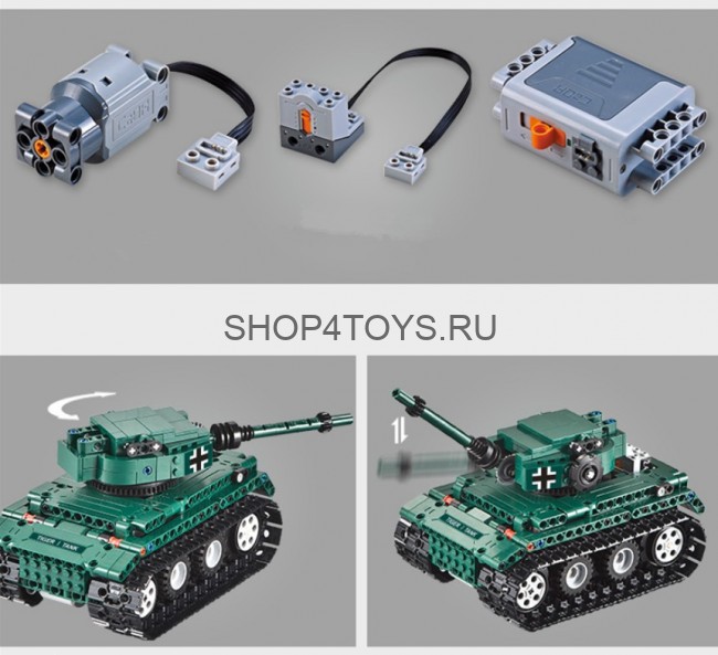 Конструктор Double E Cada Technics, Танк Tiger 1, 313 деталей, пульт управления - C51018W Конструктор Double E Cada Technics, Танк Tiger 1, 313 деталей, пульт управления - C51018W