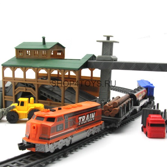 Железная дорога со станцией загрузки леса, длина полотна 450 см - BSQ-2083 Железная дорога со станцией загрузки леса, длина полотна 450 см - BSQ-2083