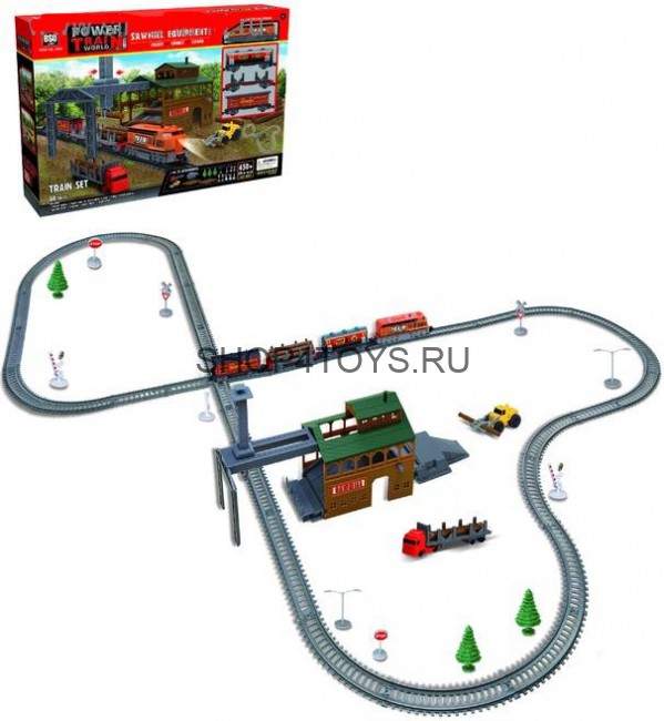 Железная дорога со станцией загрузки леса, длина полотна 450 см - BSQ-2083 Железная дорога со станцией загрузки леса, длина полотна 450 см - BSQ-2083