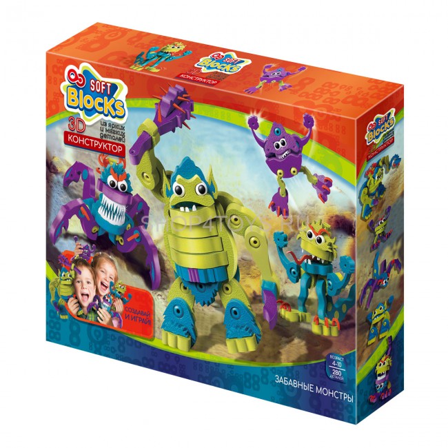 Мягкий конструктор из EVA Soft Blocks "Забавные монстры" 280 деталей - 3505