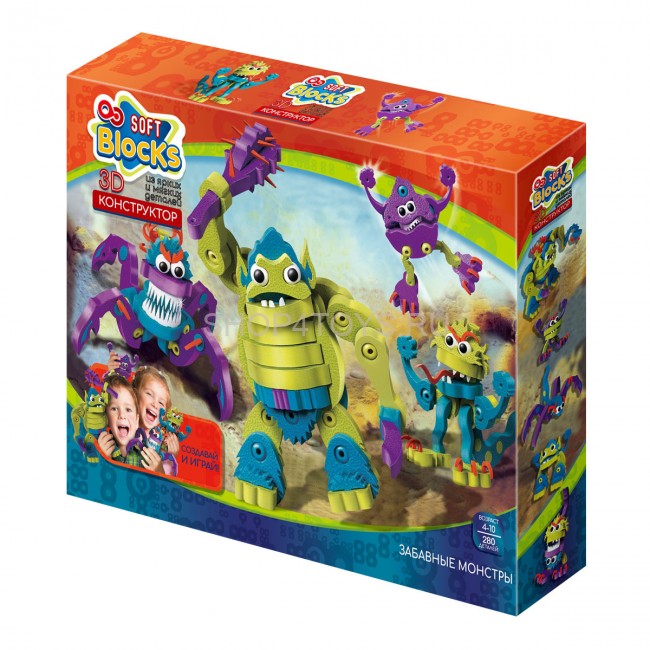 Мягкий конструктор из EVA Soft Blocks "Забавные монстры" 280 деталей - 3505