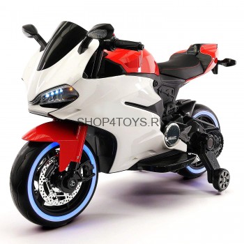 Детский электромотоцикл Ducati 12V - FT-1628-RED-WHITE Детский электромотоцикл Ducati 12V - FT-1628-RED-WHITE - это яркий спортивный электробайк с диодной подсветкой колес, фар, задних стопов и габаритных огней, а также поворотной ручкой газа, благодаря которой вы можете еще более точно дозировать мощность