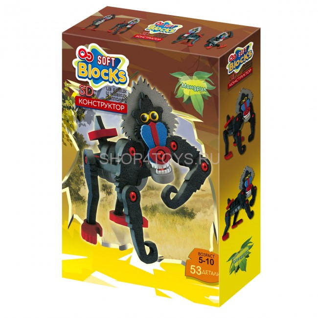 Мягкий конструктор из EVA Soft Blocks "Мандрил" 53 детали - 3109