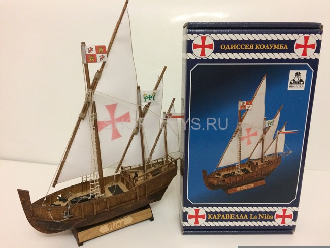 Конструктор из дерева корабль КАРАВЕЛЛА La Nina с инструментами - K09N Конструктор из дерева корабль КАРАВЕЛЛА La Nina с инструментами - K09N