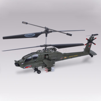 Радиоуправляемый вертолет Syma Apache AH-64 - S023G Радиоуправляемая модель вертолета Сима Апачи S023G с гироскопом и 3-х канальным пультом управления.
