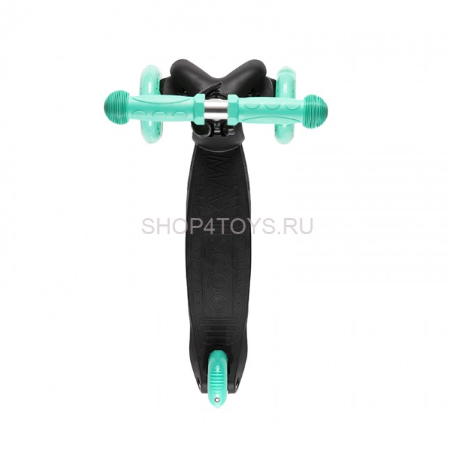 Самокат Трехколесный, со Светящимися Колесами, Черный с Бирюзой - MSC-B082005
