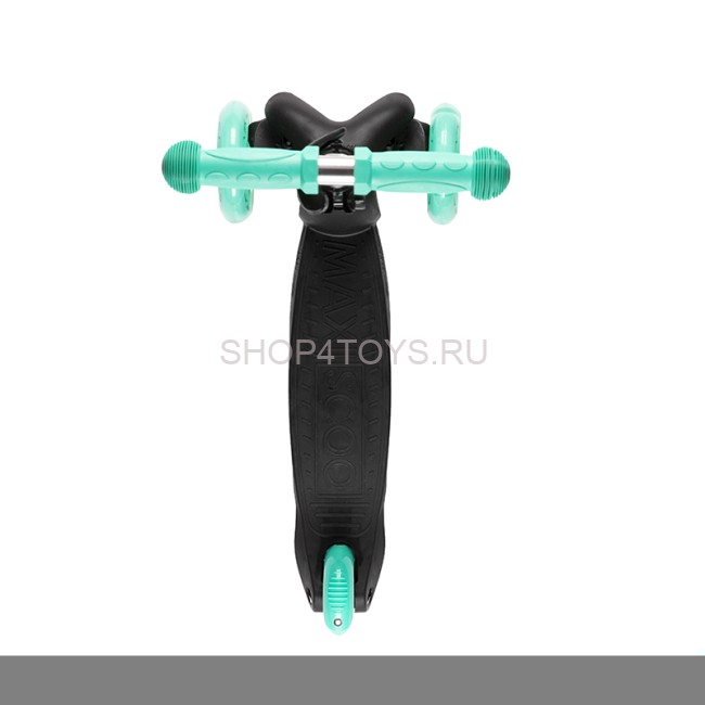 Самокат Трехколесный, со Светящимися Колесами, Черный с Бирюзой - MSC-B082005
