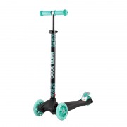 Самокат Трехколесный, со Светящимися Колесами, Черный с Бирюзой - MSC-J082005 Самокат Трехколесный, со Светящимися Колесами, Черный с Бирюзой - MSC-J082005