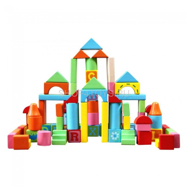 Деревянный конструктор "Кубики" 82 детали - 57043