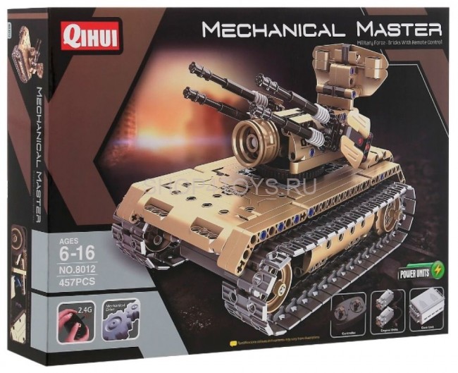 Радиоуправляемый конструктор зенитный танк QiHui Technics 4CH 2.4G 457 деталей - QH8012 Радиоуправляемый конструктор зенитный танк QiHui Technics 4CH 2.4G 457 деталей - QH8012