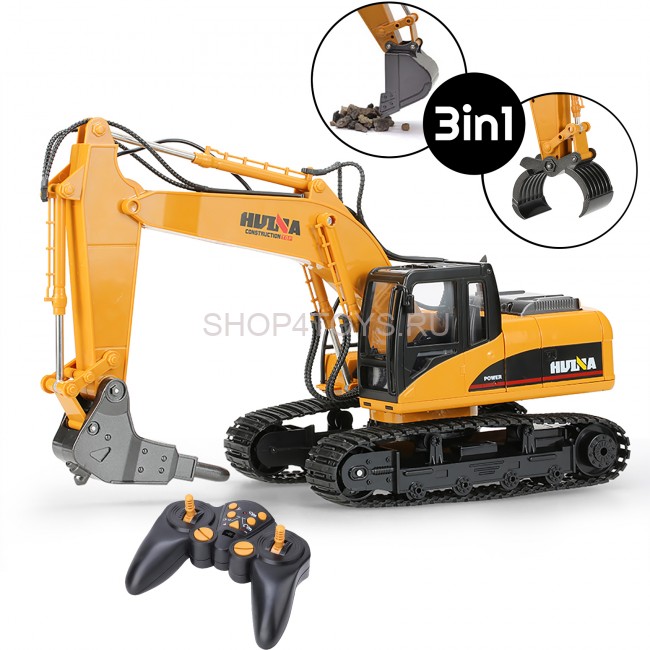 Радиоуправляемый экскаватор HUINA 3in1 (ковш, отбойник, захват бревен) 1:14 2.4G - HN1550-60-70 Радиоуправляемый экскаватор HUINA 3in1 (ковш, отбойник, захват бревен) 1:14 2.4G - HN1550-60-70